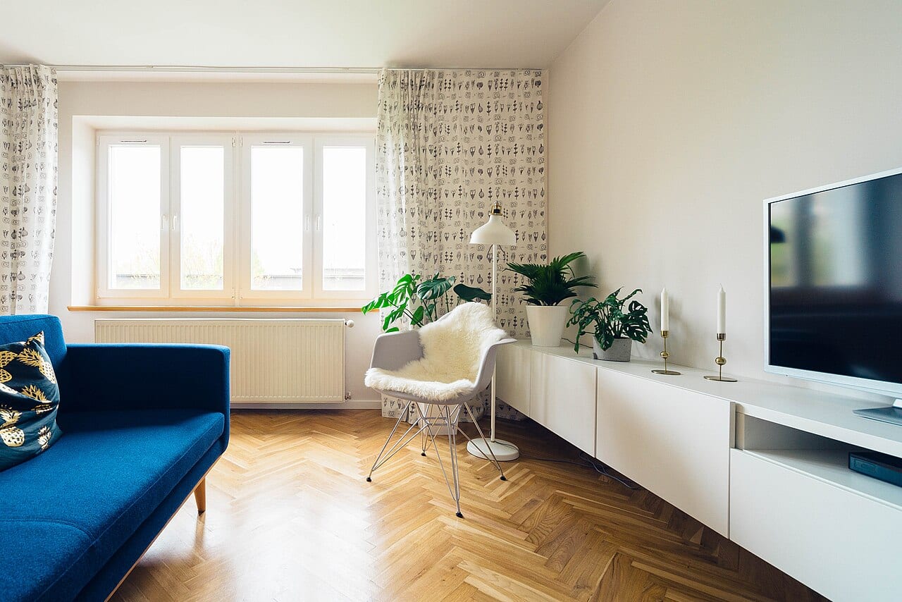 A bright modern living room; illustrative interior photography.